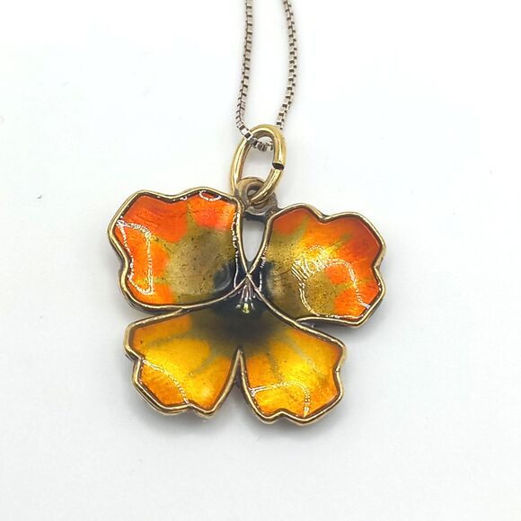 David Andersen Norway Vintage Sterling Silver Enamel Pansy Pendant DA - Picture 1 of 6